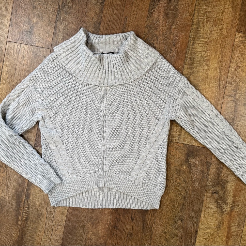 Fashion Nova Gray Cowl Neck High Low Knit Sweater Size Med